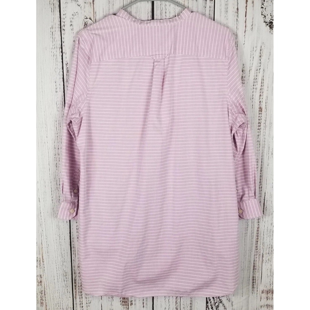 Duluth Trading Wrinklefighter Tunic Top‎ Blouse  M Pink White Striped 2-Pocket - Picture 3 of 10